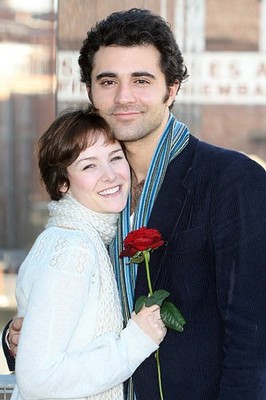 Actors Darius Danesh Jill Paice pose together to celebrate St Vale- Old Photo 3
