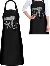 Hair Stylist Apron Hairstylist Salon Apron with Rhinestone Tools and 3 Pockets H