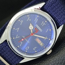 OROLOGIO AUTOMATICO VINTAGE RICONDIZIONATO SEIKO 5 JAPAN 6309A UOMO QUADRANTE BLU a441226-1