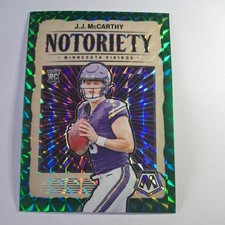 2024 Panini Mosaic J.J. McCarthy Notoriety Green Mosaic Prizm #21 Vikings