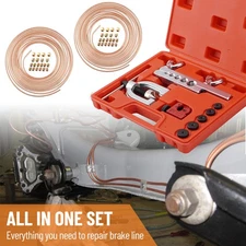3/16 + 1/4 25ft Copper Coated Brake Line W/ Double & Single Flaring Tool Kit US