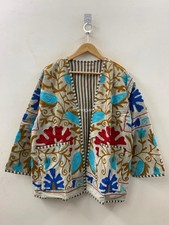 Boho Velvet Suzani Jacket Handmade Uzbek Embroidered Coat Winter Wear Coat