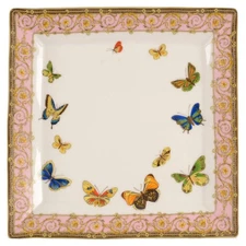 Grace's Teaware Pink Butterfly Square Salad Dessert Plate 10584216