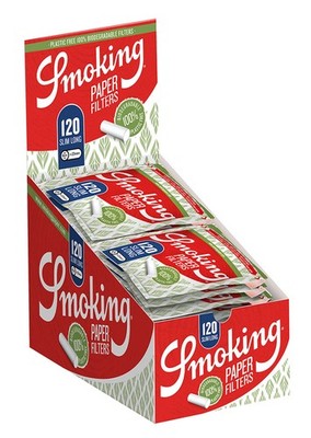 1 Box (30 Beutel) Smoking Slim Long Papier Filter, 6 x 22 mm, 120 pro Beutel