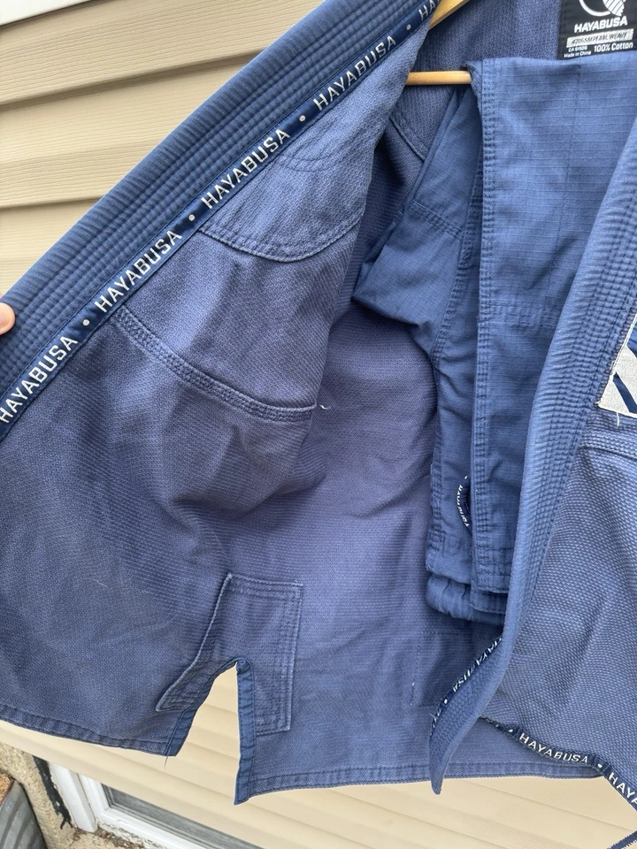 Conjunto Top y Pantalones Hayabusa Jiu Jitsu Azul Gi - 100% Algodón Talla A1 420 GSM Foto 3 de 4