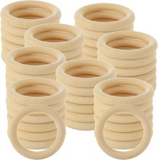 50PCS 3 inch Wooden Rings for Crafts Unfinished Wood Rings 70mm Wooden Rings ...