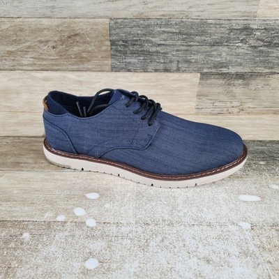 Toms Navi Oxford Mens Dress Shoes Sz 8 Casual Navy Denim Crosshatch Lace Up