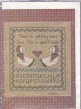 CROSS STITCH CARD WITH PATTERN - GOOD FRIEND SAMPLER