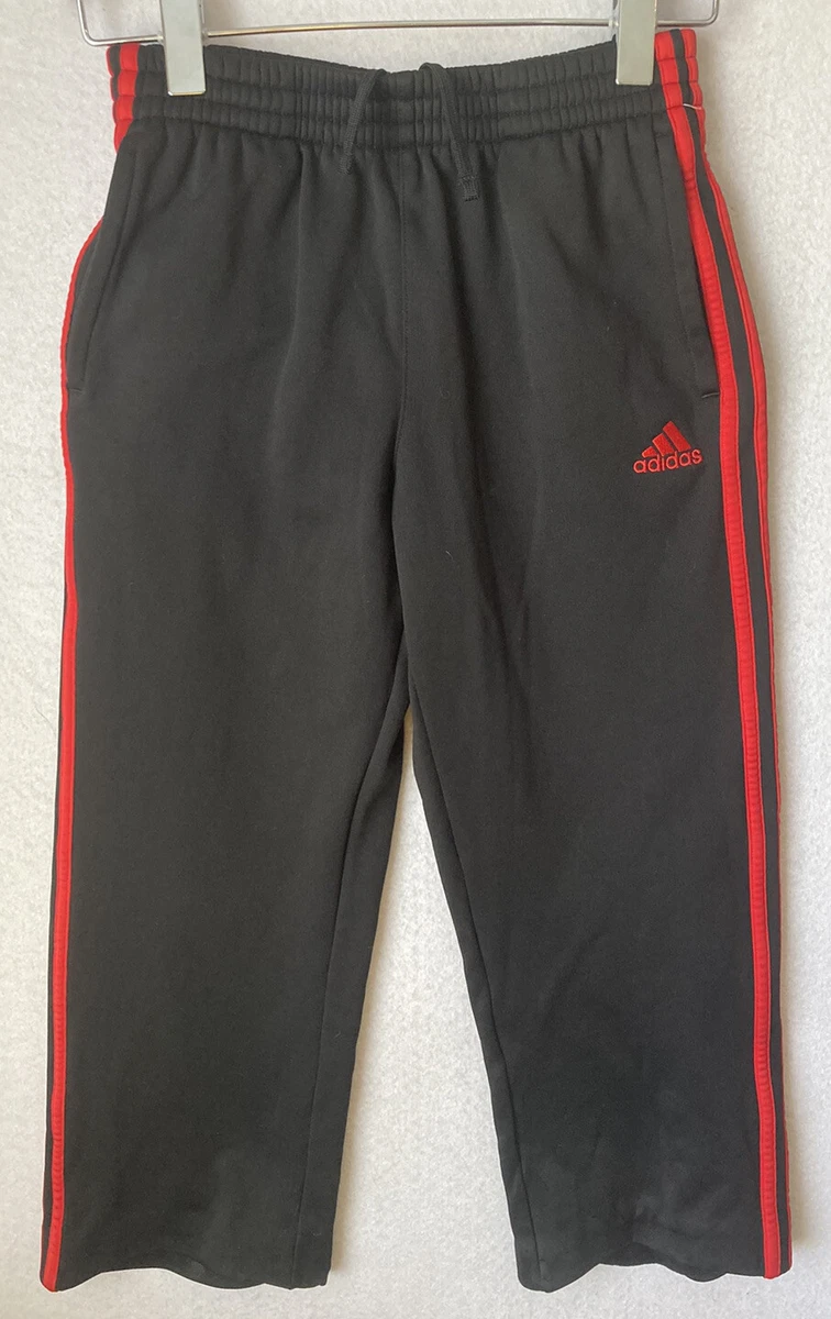 Adidas Pants Boys Large 14 16 Black Red Warm Up Sweat Pants Kids