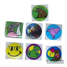 Smile Makers Vintage Lot Of 200 Stickers Bear Bee Hippo Dinosaur Mouse Smiley