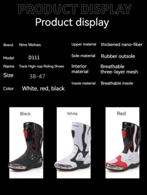 JG WOLVES Mens Motorcycle Boots Motorbike Riding Breathable Shoes JG WOLVES Mens Motorcycle Boots Motorbike Riding Breathable Shoes