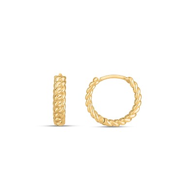 14 Karat Gelbgold geflochtene Huggie Creolen (3 x 12 mm)