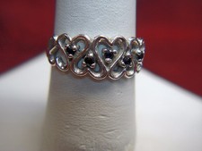 CUTE STERLING SILVER HEARTS RING WITH BLUE TOPAZ - HAVE A L K