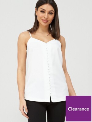 V by Very Value Button Through Longline Cami - Ivory Womens UK 10 RRP £26 BNWT