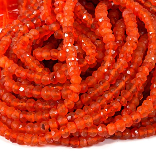 Cuentas de piedras preciosas de cornalina natural facetadas de 4 mm rondelle 20-40 cm hebra para joyería - Imagen 2 de 4