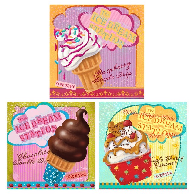 Soft Serve Ice Cream Parlor Station Wall Decal Set Vintage Style