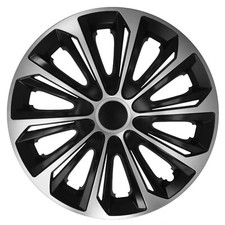 Tapacubos Universales 14" 15" 16" Tapacubos 4 Piezas Negro Plata Strong NRM