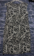 Dressbarn Dress Women Plus 14W Black White Ribbon Abstract Artsy Zip Casual Work
