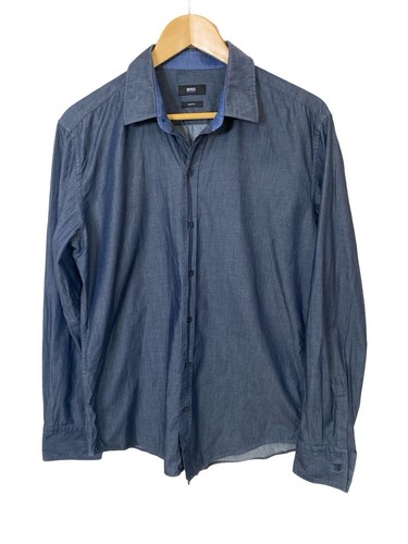 Boss Hugo Boss Slim Fit Casual Work Chambray Long Sleeve Button Down Size L