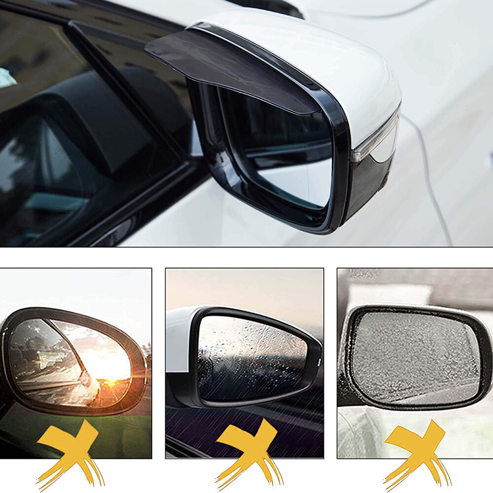 2-Pack Black Rear Car Mirror Rain Guards Sun Visor Eyebrow Covers USA