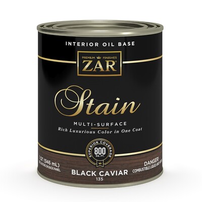 ZAR 13512 Interior Oil Base Stain Multi-Purpose Black Caviar 135 Finish 1 QT NEW