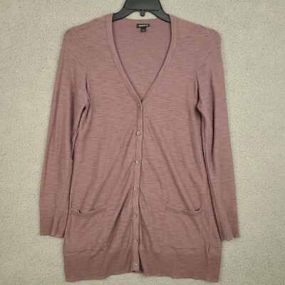 Torrid Cardigan Sweater Womens Sz 00 (M) Old Rose V Neck Button Down Long Sleeve