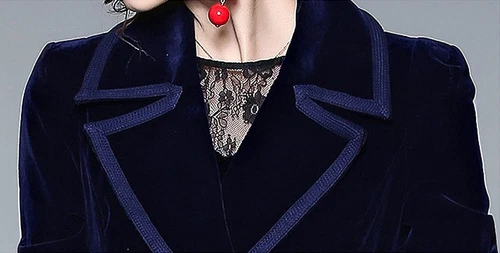Primavera Para Mujer Elegante Terciopelo Un Botón Maxi Gabardina Bolsillo Fiesta Abrigo - Imagen 18 de 36