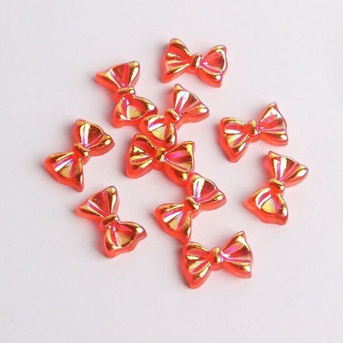 3D Nail Charms 30/100pcs Bow Tie Resin Beads White AB Rhinestone Nail Art Decor - Picture 21 of 24