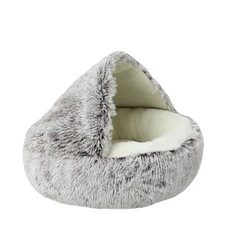 Cat Bed round Plush Fluffy Hooded Cat Bed Cave, Cozy for Indoor Cats or Small Do