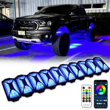 For Ford Ranger 10 Pods RGB LED Neon Rock Light Underbody Glow Kit Bluetooth APP