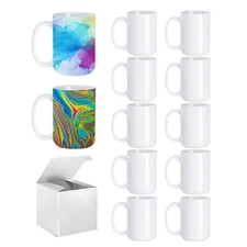 US Stock 15oz Ceramic Sublimation Blank Mugs 36 Case w/ independent Boxes