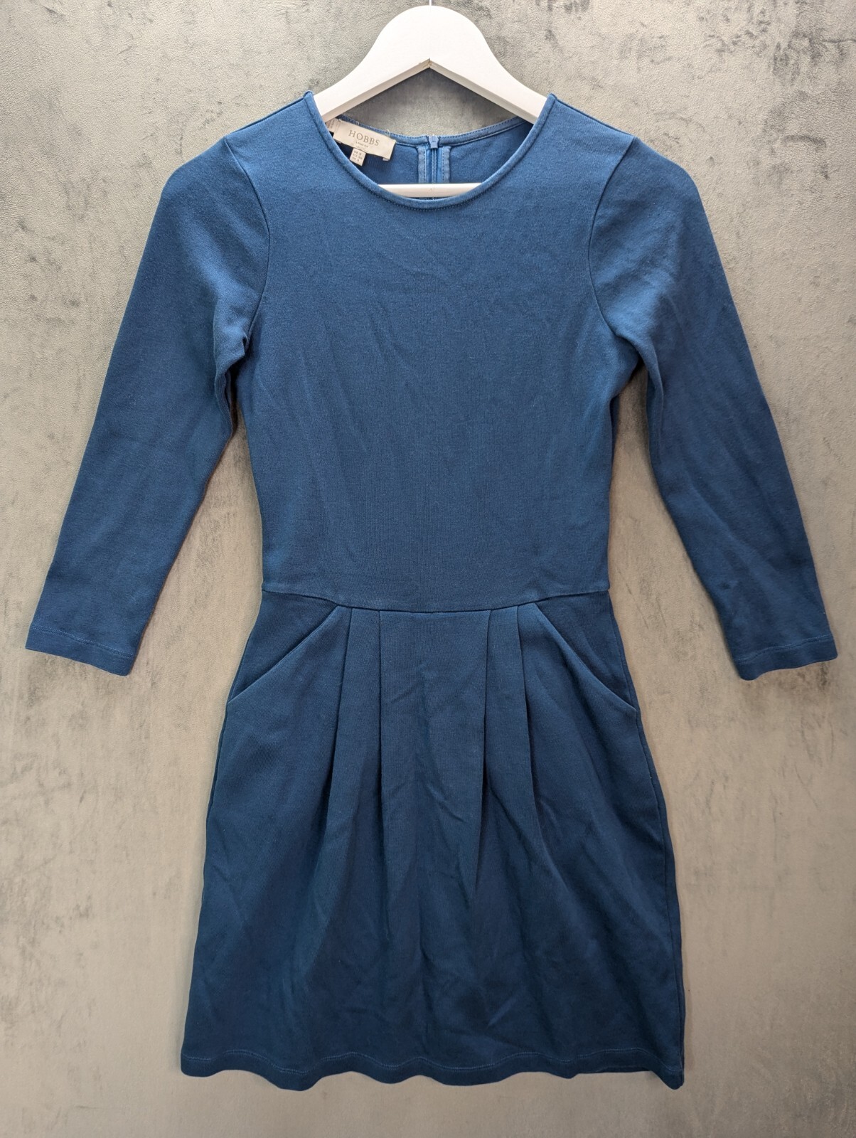 Hobbs Dress Size 8 Cotton Stretch Knee Length Made In Portugal