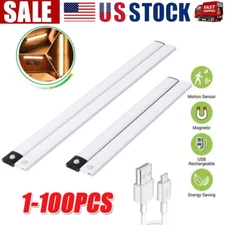 LED Motion Sensor Under Cabinet Closet Light USB Rechargeable Kitchen Lamp Strip