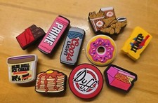 10 Shoe charms Duff Beer, M M's Doughnut.