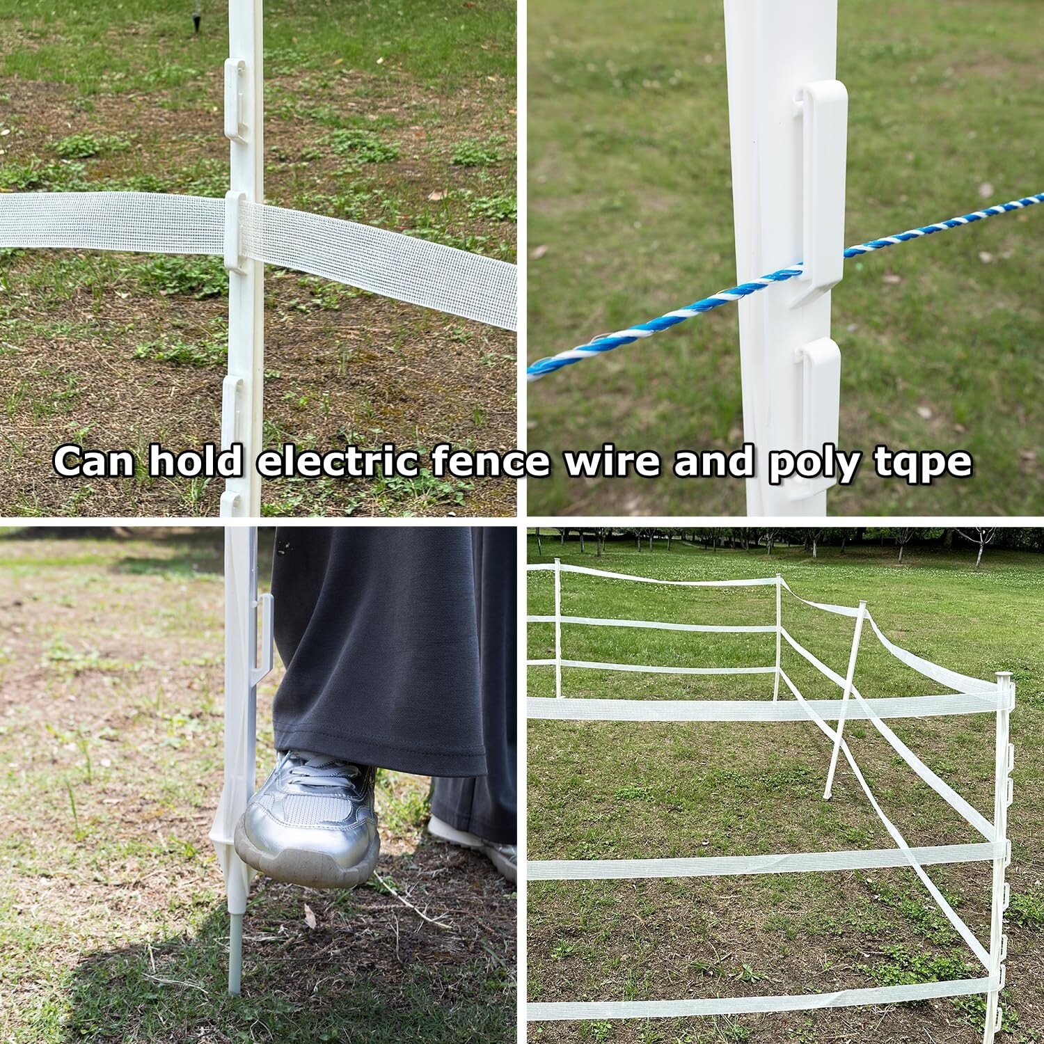 50-Pack 48" Step-in Posts with Clips – Reinforced Poly with Galvanized ...