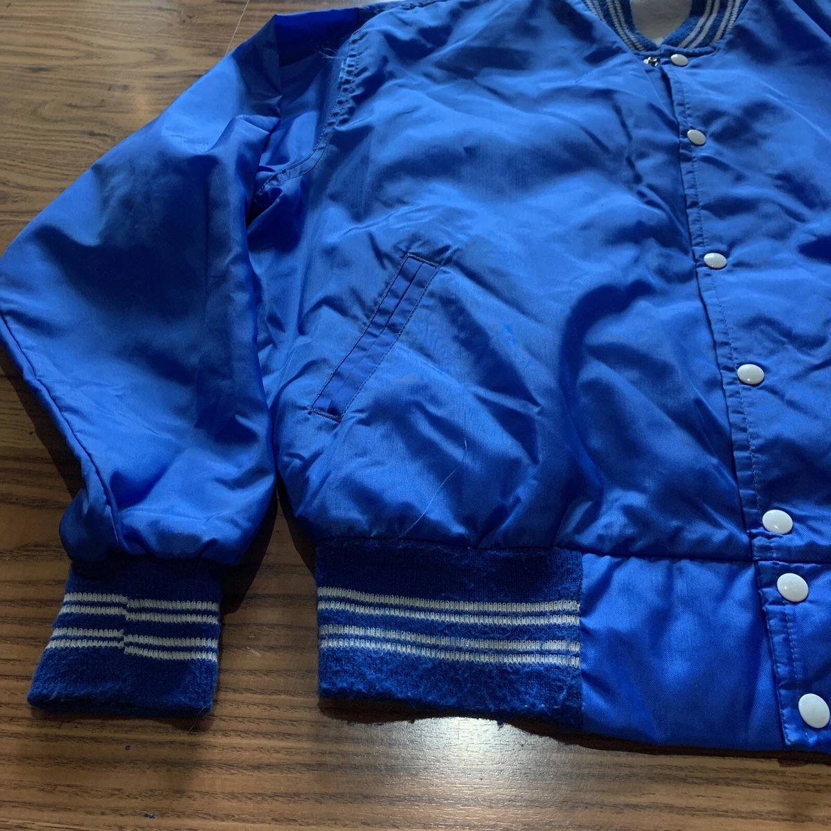 VTG 70s/80s WEST WIND Satin Varsity Jacket Blue Mens X-Large | eBay