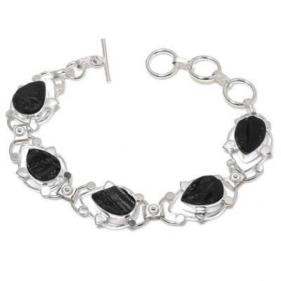Tourmaline  Gemstone 925 Sterling Silver Jewelry Bracelet Size 7-8''