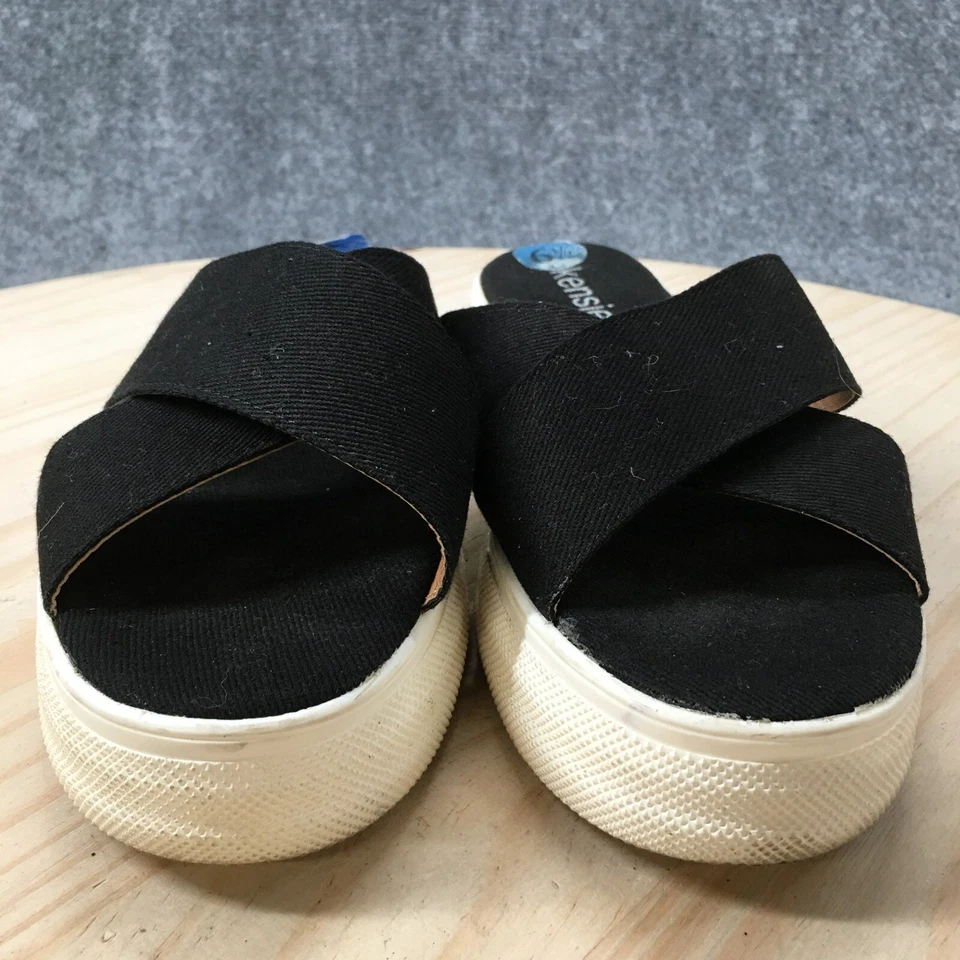 Sandalias Kensie para mujer 6,5 M Rone Slides negras de lona sin cordones punta abierta cómodas Foto 4 de 4