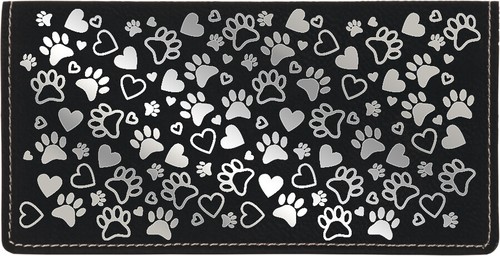 Paw Prints Laser Engraved Leather Checkbook Cover - Picture 4 of 15