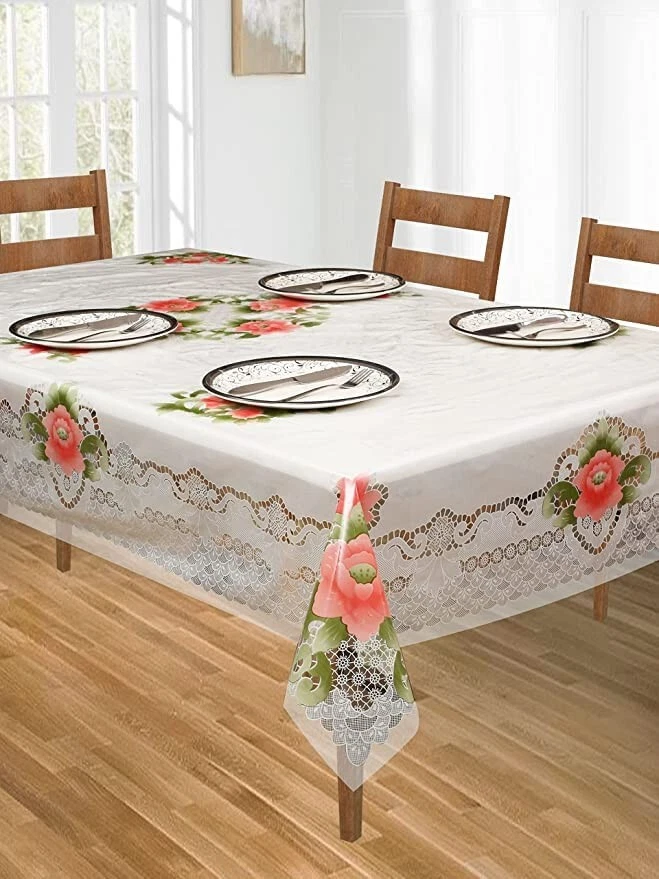 Floral Design 6-8 Seater 60x90 inch Dining Table Cover - Pink - Image 3 of 3