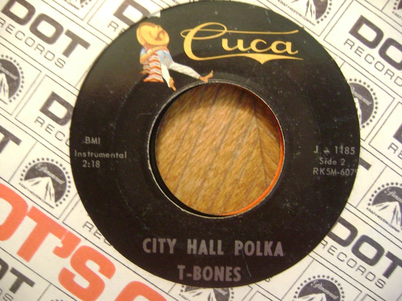 CUCA 45 RECORD J1185/ T-BONES /CITY HALL POLKA /MARY ANN WALTZ/ NR MINT