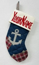 MINI STOCKING. SHIPS ANCHOR.  Aunt Joys Personalized Christmas Stockings.