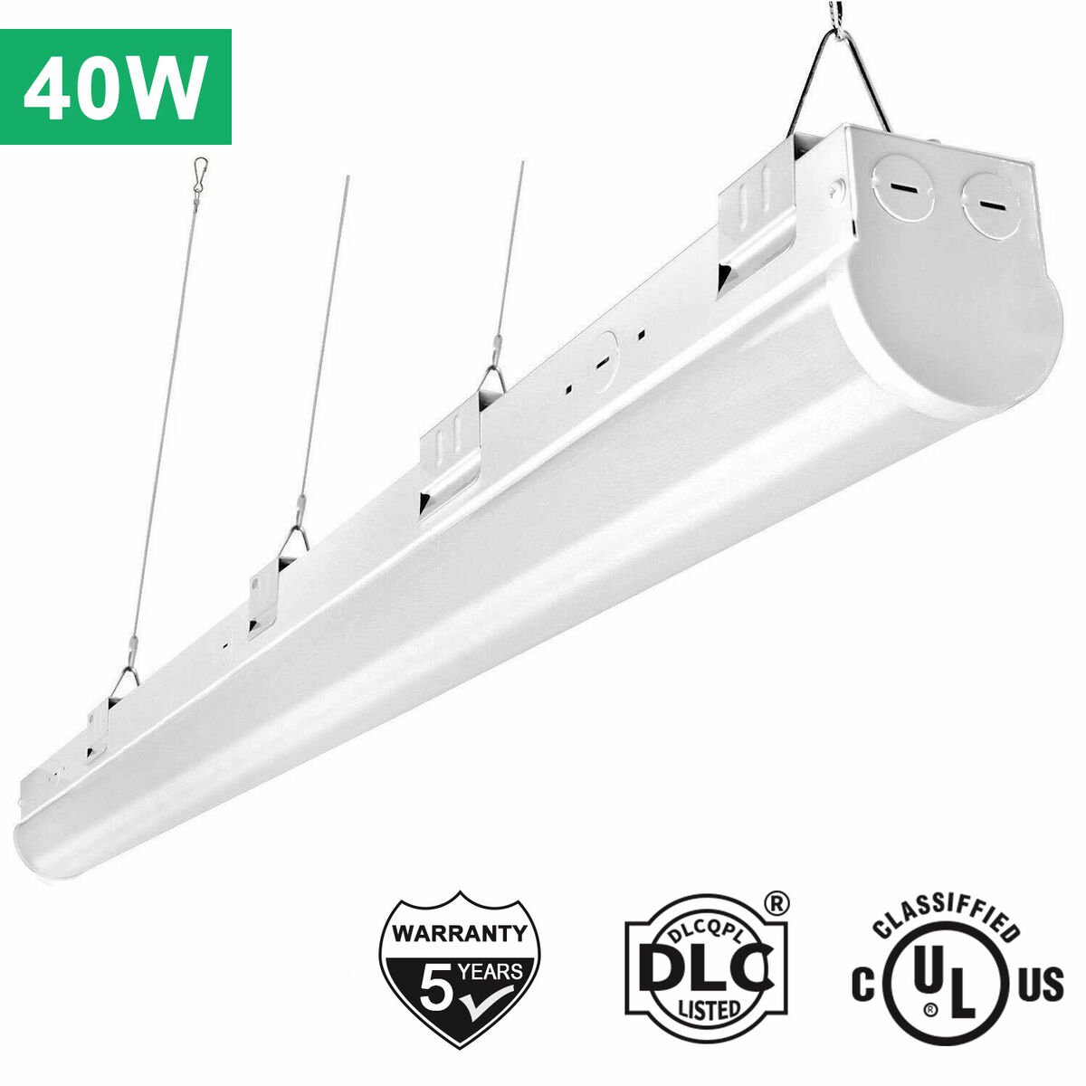 4 Pack 40W 4FT LED Linear Strip Shop Light Fixture Dimmable 5000K