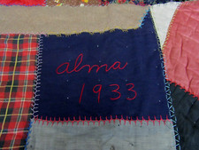 Vintage Crazy Quilt Hand Stitched Patchwork Estate 80x69 Restore or Cutter