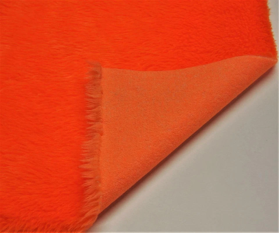 Plain Fun Faux Fur Fabric Material - BRIGHT ORANGE - Image 3 of 3