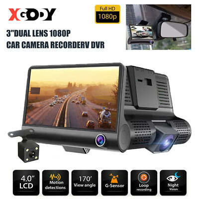 XGODY 3Channel Dashcam 1080P HD Auto Kamera KFZ DVR Videorecorder für Uber Truck