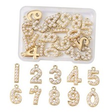 20pcs Golden Alloy Number Figures Pendants Charms 0-9 Golden, 0-9 Number