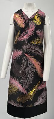 Emilio Pucci Feather Printed Shimmer Accent V-Neck