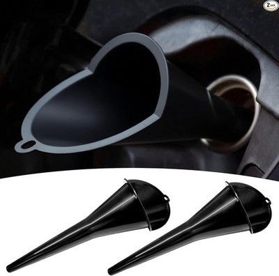 2-Piece Multi-Function Plastic Oil Funnel with Long Neck for Color: 2PCS-Black