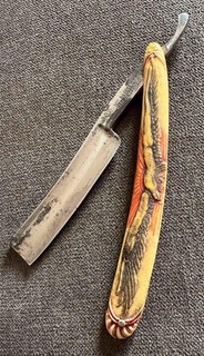 OLD VINTAGE ANTIQUE VERY RARE STRAIGHT RAZOR FULL LENGTH EAGLE NICE COLOR